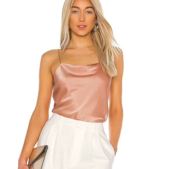 ALICE + OLIVIA Harmon Drapey Camisole Slip Tank Rose Tan XS - Picture 1 of 9